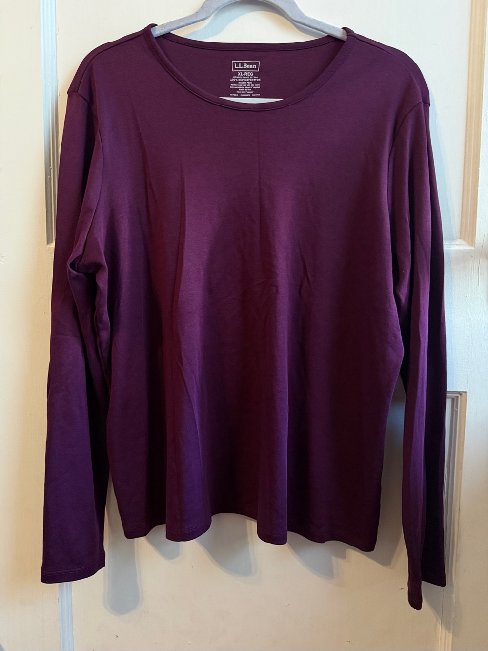 L.L.Bean Women's Carefree Unshrinkable Supima Cotton Tee, Long-Sleeve Crewneck